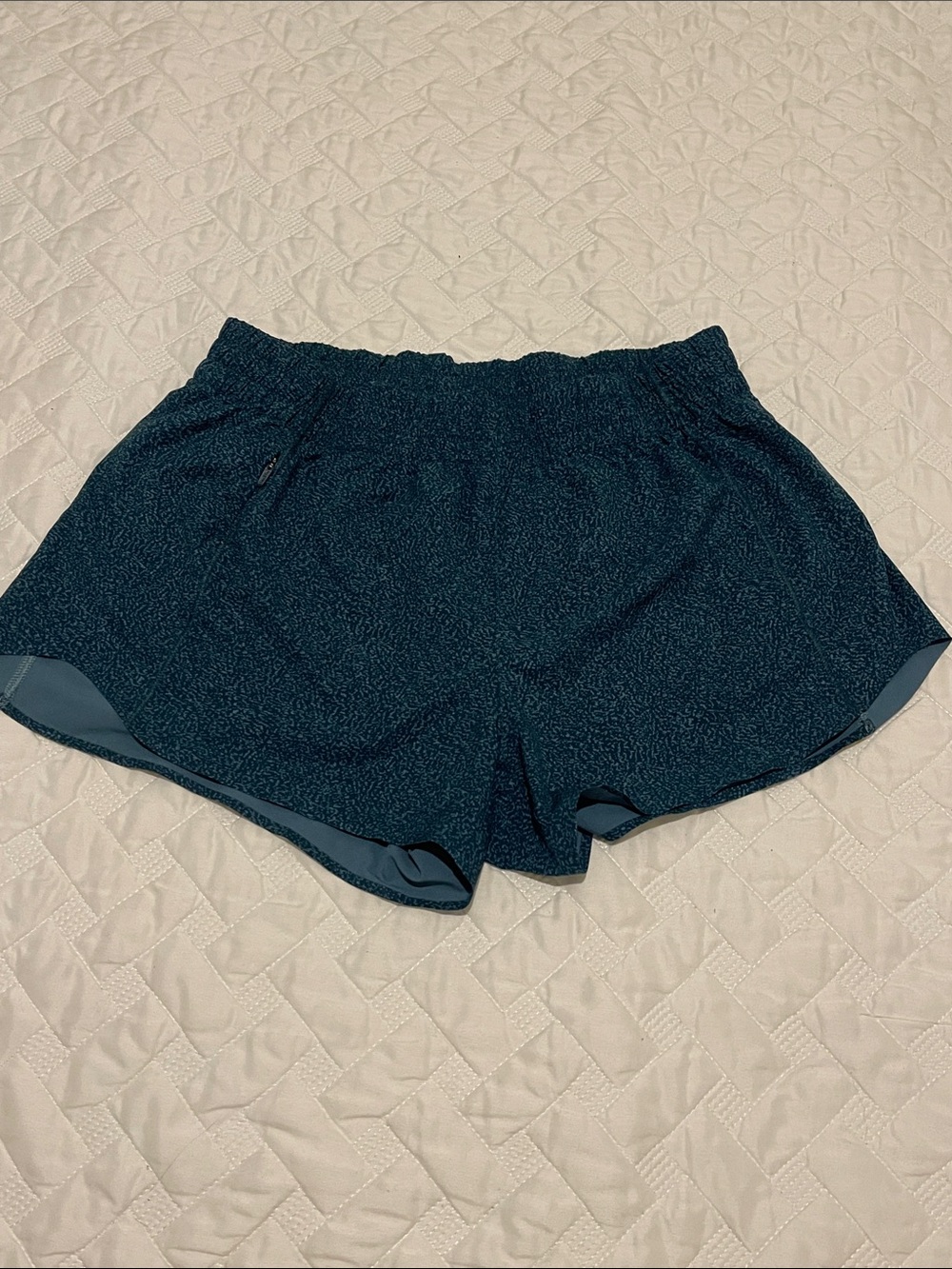 Athleta hustler 3” short Deep Teal Speckled Athletic Shorts with Liner